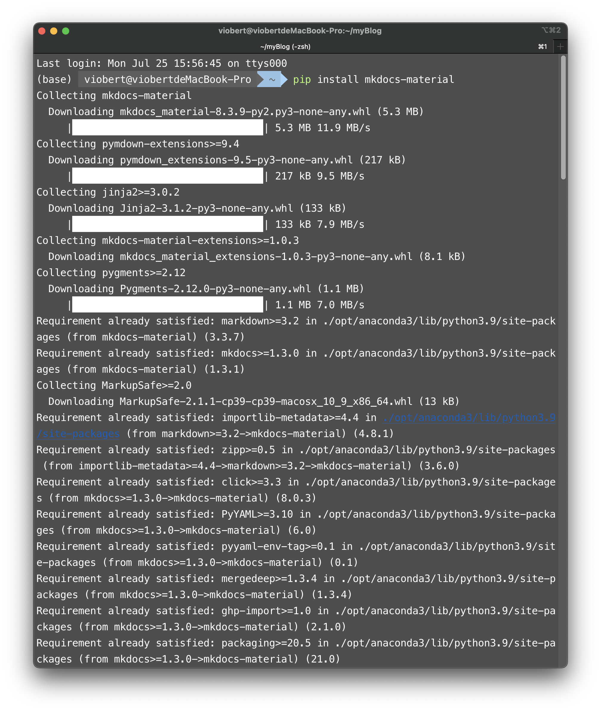 install mkdocs-material