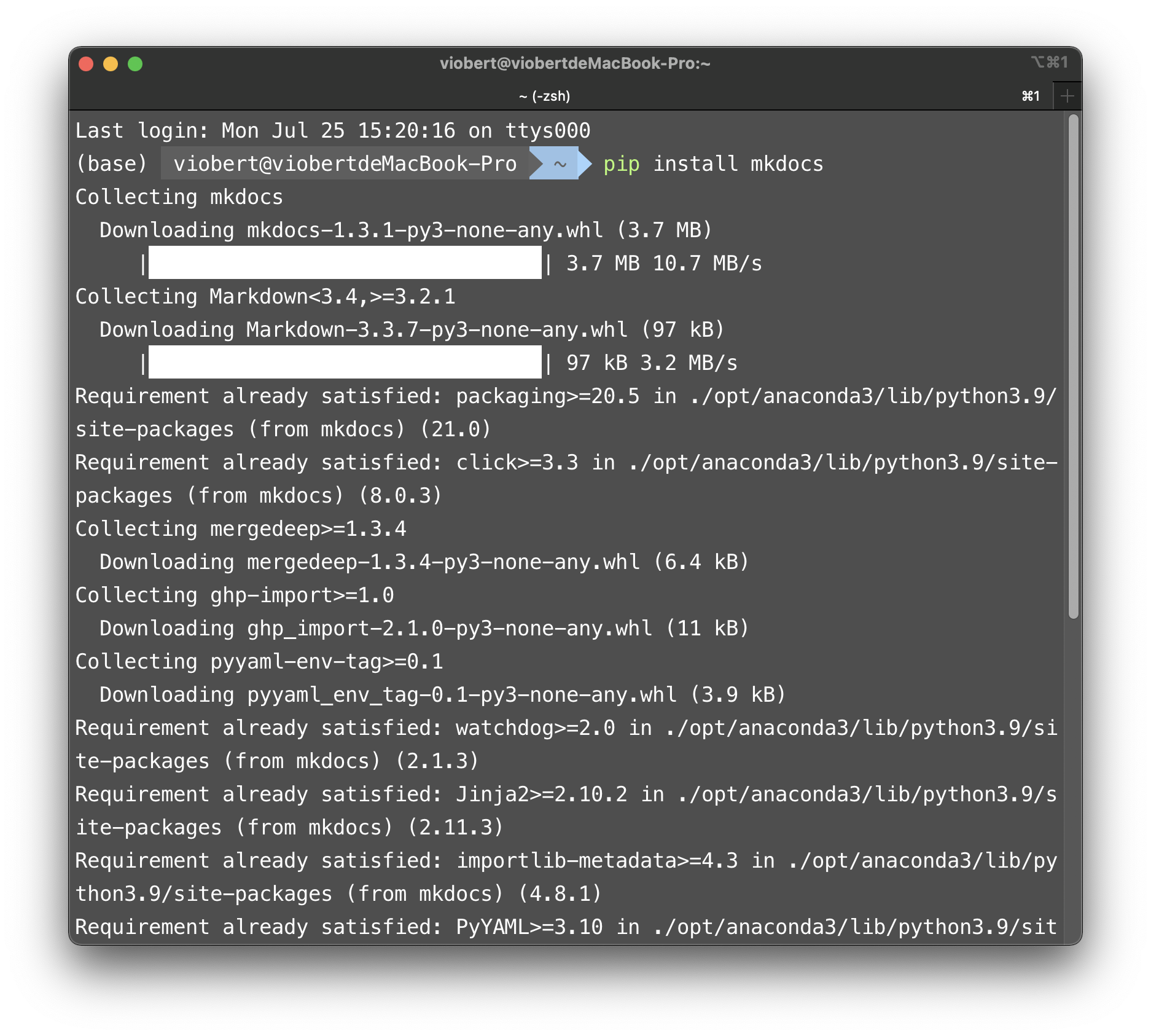 install mkdocs